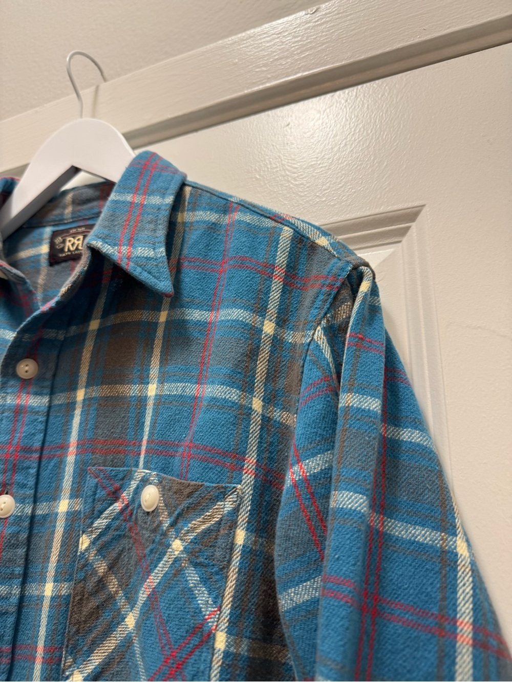 Vintage Ralph Lauren Double RL RRL Blue Flannel Shirt - Picture 3 of 12